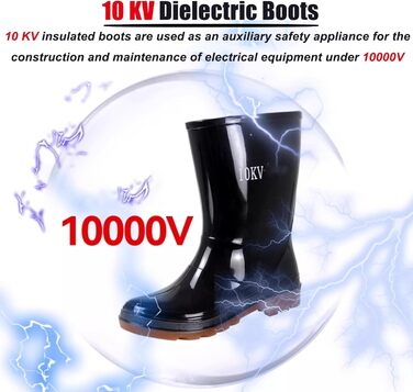 Діелектричні чоботи HAIXHX, з флісовою підкладкою, ізольовані для високої напруги, ізотермічні, із захистом від ураження електричним струмом 10/20 кВ для роботи на промислових повітряних лініях, 20 кВ, розмір 24 EU