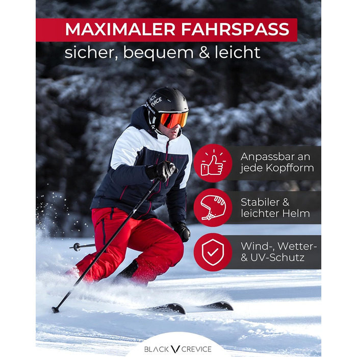 Чорний щілинний лижний шолом Arlberg з 2 козирками, розмір S/M (54-57), чорний