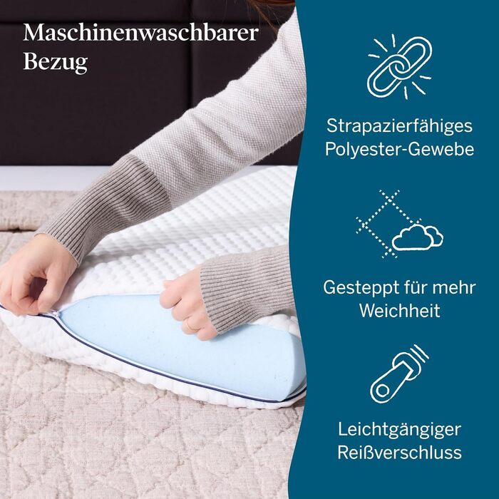 Подушка LUCID з гелевої піни з ефектом пам&39яті 40x70 см дихаюча охолоджувальний ефект чохол, який можна прати подушка сертифікована Oeko-Tex, біла 70 x 35 см