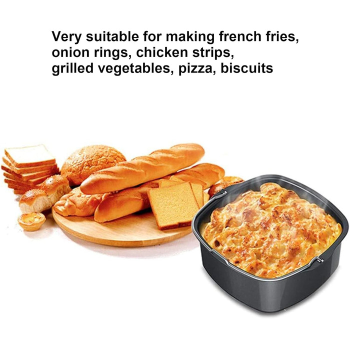 Форма для випікання аерофритюрниці для аксесуарів для фритюрниці HD9925 HD9860 HD9905/01, 22 см квадратна залізна фритюрниця, форма для торта, заміна бочки для торта