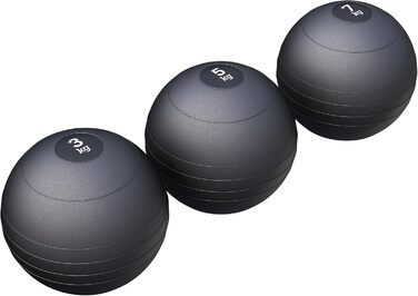 Медичний м'яч GORILLA SPORTS - 3 кг, 5 кг, 7 кг, 10 кг, 15 кг, 20 кг, одиночний/комплект, з чіпкою поверхнею, не ковзає, чорний - ваговий м'яч, м'яч для фітнесу, слембол, тренувальний м'яч (B 15 кг-комплект)