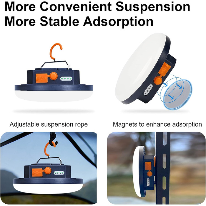 Акумуляторний кемпінговий ліхтар, акумулятор 10000 мАг, підвісний ліхтар для намету 3000 лм, портативний вуличний кемпінговий ліхтар 6500K, вуличний нічний ліхтар для ринку, ліхтар для риболовлі, аварійне освітлення для урагану (тепле)