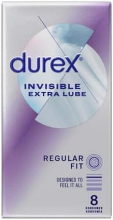 Презервативи Durex Invisible Extra Lube, 8 шт, стандартна ширина