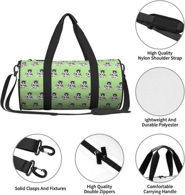 Спортивна сумка, дорожня сумка, милий принт з собачками, сумка для ночівлі, чорна, універсальний розмір, сумка для подорожей