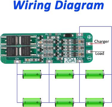 Елементний модуль захисту літієвих акумуляторів, модуль зарядки 20A 18650, 3S 20A 12.6V BMS плата захисту літій-іонних літієвих акумуляторів, плата захисту 18650, захист від перезаряджання/перерозряджання, 12-