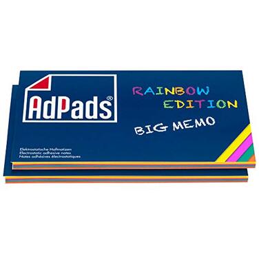 Електростатичні самоклеючі картки для модерації стікерів, Rainbow Edition Big Memo 170 x 100 мм, 200 аркушів, різні кольори Змішані статичні стікери, поодинокі
