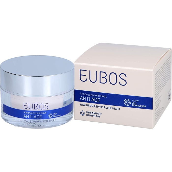 Нічний крем-заповнювач з гіалуроновою кислотою Eubos Hyaluron Repair, 50 мл