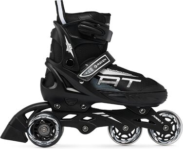 В-1 Роликові ковзани, трискейти, роликові ковзани, ковзани для льоду для дітей та дорослих, регульовані розміри 38-42 (25 см-27,5 см), чорні, 4-