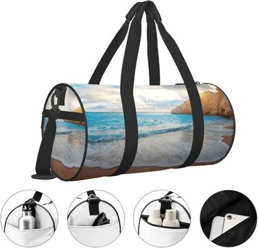 Спортивна сумка для подорожей, пляжна сумка з тропічним дизайном, швидке друкування малюнка, чорна, універсальний розмір