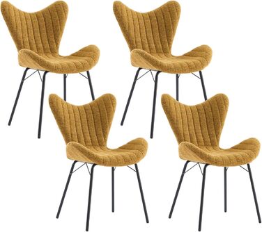 Обідні стільці, комплект з 4 шт. , м&39які кухонні стільці, обідні стільці, крісла зі стьобаними шенілловими спинками, для їдальні, вітальні, спальні та вітальні, жовті.