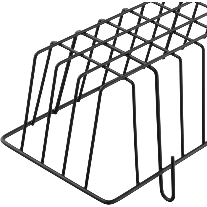 Набір із 6 підвісних дротяних кошиків, 31,5 x 10 x 7,5 см, чорні металеві кошики з гачками для настінних сіток, металеві кошики, дротяні кошики, поличні кошики для стіни