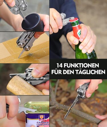 Мультитул Rolgno, подарунки для чоловіків, складний мультитул з нержавіючої сталі 14 в 1 з плоскогубцями, ножем, пилкою, викруткою