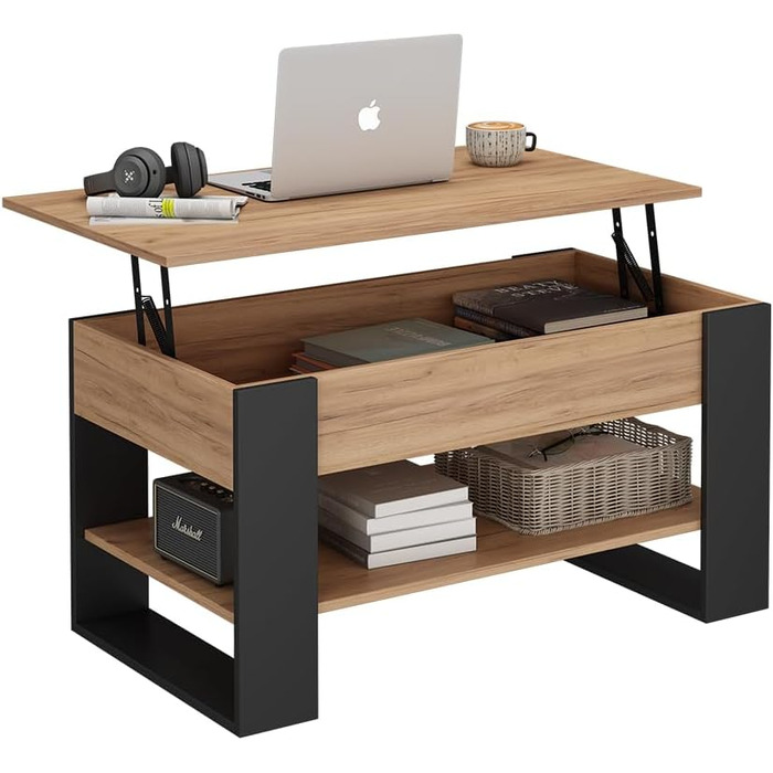 Журнальний столик Vicco Lifto, дуб/антрацит, 92 x 51 см з функцією підйому