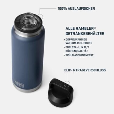 Пляшка YETI Rambler з кришкою Chug, чорна, 1 л (36 унцій)