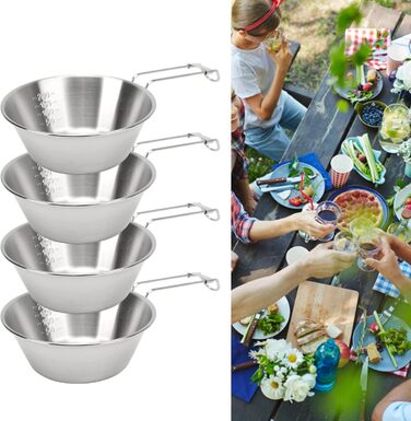 Кемпінгове начиння VGEBY, миски з нержавіючої сталі 304, портативні, складні кемпінгові миски для походів та подорожей, набір з 4 предметів об&39ємом 300 мл