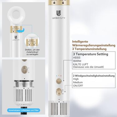 В 1 стайлер і фен-щітка, 110 000 об/хв високошвидкісний фен з негативним іоном, швидке висихання, набір щіток гарячого повітря з а