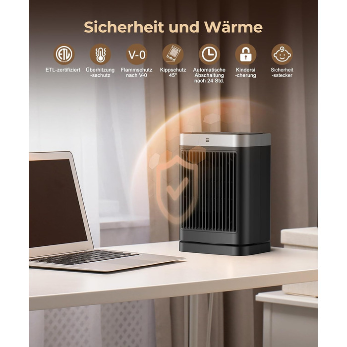 Енергозберігаючий електричний вентилятор-обігрівач з дистанційним керуванням, 2000 Вт, компактний, керамічний нагрівач PTC, тихий з 12-годинним таймером, 3 режими, захист від перегріву та перекидання, електричний обігрівач для спалень