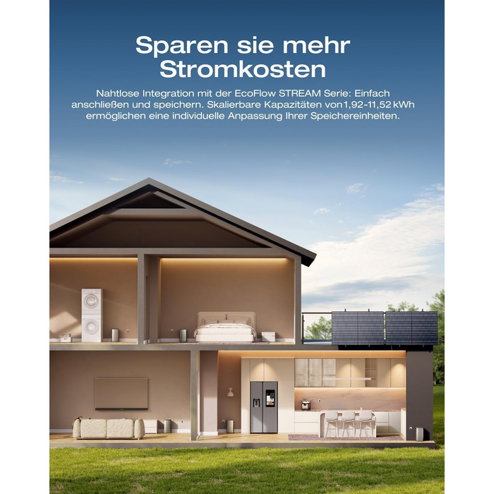 Балконна електростанція Solarway 1000 Вт / 800 Вт у комплекті з штекерним підключенням - Найновіший інвертор EcoFlow Stream 800 Вт - Повний комплект сонячної системи - Двосторонні чорні сонячні панелі 500 Вт, EcoFlow та аксесуари