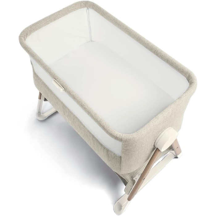 Ліжечко-тумбочка Mamas & Papas Lua, знімний кошик, відкидні боковини, матрац у комплекті, 0-6 місяців, колір бежевий