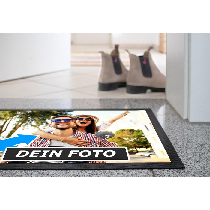 Персоналізований килимок для дверей MoonWorks з вашим власним фото, нековзний та миється, білий, 60x40 см