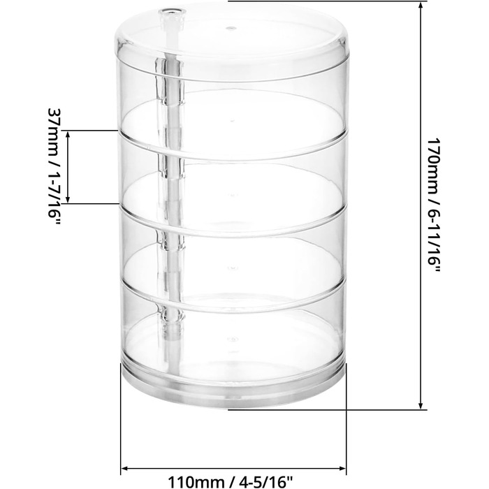 Коробка для зберігання косметики QWORK, акриловий органайзер з 4 поворотними відділеннями, для зберігання шпильок, косметики, ювелірних виробів