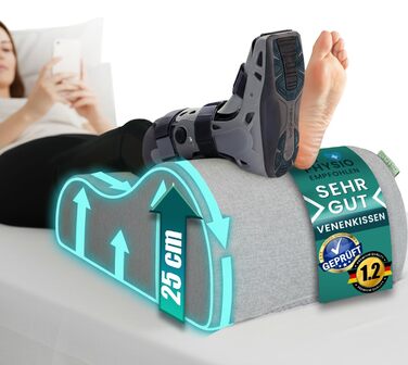 Подушка для підняття ніг Подушка для підняття ніг Ергономічна подушка для підняття ніг для дорослих, сертифікована Oeko-Tex, для розслаблення ніг і колін у ліжку та на дивані XL (25 см)