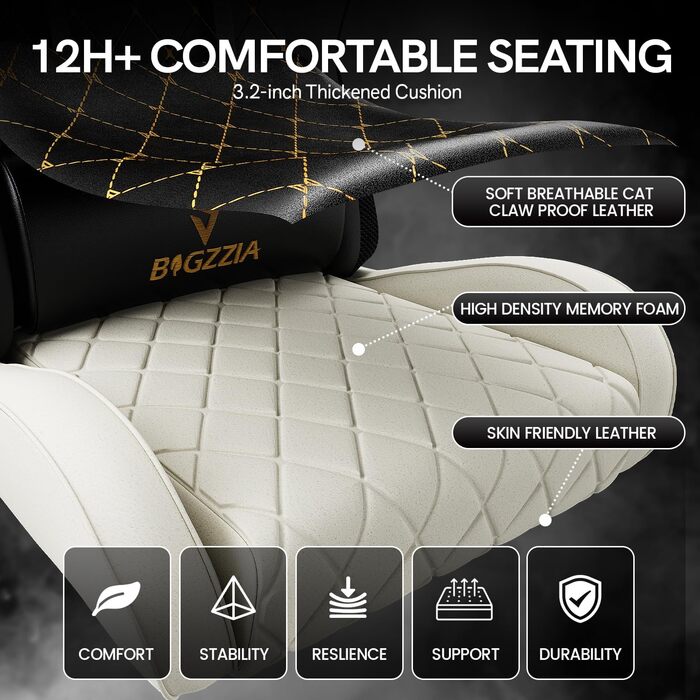 Ігрове крісло bigzzia з RGB LED - Ергономічне ігрове крісло з поперековою опорою та підставкою для ніг, регульоване та поворотне ігрове крісло зі штучної шкіри, 150 кг, чорне зі світлодіодним підсвічуванням