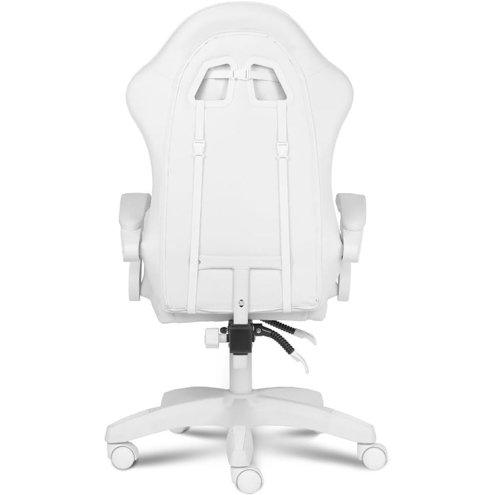 Ігрове крісло Apollo ергономічне обертове крісло з регульованою спинкою (90135), підлокітниками, подушками для попереку та шиї, штучна шкіра, стильний дизайн, високий комфорт для геймерів, білий колір.