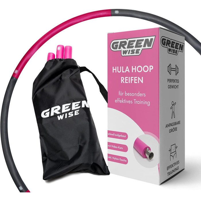 Гула-хуп GreenWise 1 кг з нержавіючої сталі — масажний обруч для фітнесу, схуднення та тренувань (діаметр 95 см) з відеокурсом і сумкою