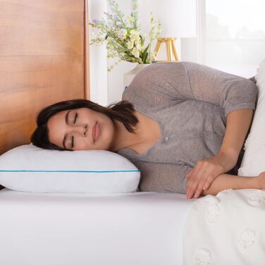 Подушка Linenspa 40x80 см Комплект з 2 шт. Подушка середньої жорсткості Сертифікована Oeko-Tex Виготовлена з подрібнених пластівців піни з ефектом пам&39яті, Біла 40 x 80 см