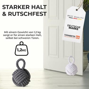 Набір з 2 декоративних дверних заглушок джут сірий і білий дверний тримач віконний буфер підлоговий заглушка джут B 2035145, 999