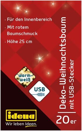 Декоративна різдвяна ялинка з 20 теплими білими світлодіодами Idena