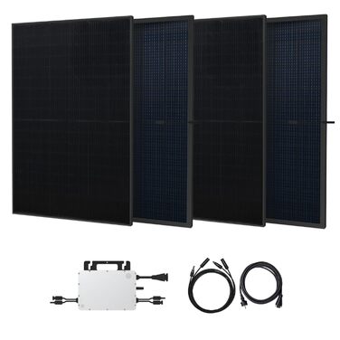 Комплект балконної електростанції XL потужністю 2000 Вт інвертор 800 Вт, 4 двосторонні сонячні панелі по 500 Вт, кабель 5 м, розетка сонячна система для балкону без монтажного кронштейна, кабель 5 м