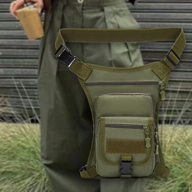 Поясна сумка Fenteer, повсякденна сумка, регульована сумочка, водонепроникна сумка для ніг, сумка для риболовлі для подорожей на природі, для дорослих, суцільно-зелена