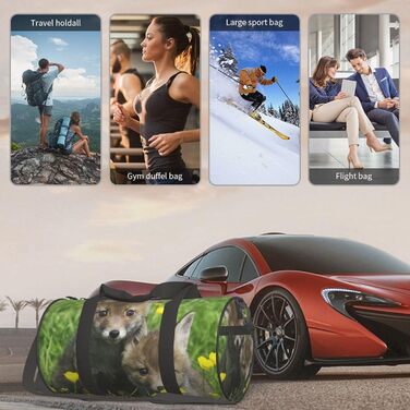 Спортивна сумка-мішок для подорожей, з весняним принтом тварин, чорна, універсальний розмір, дорожня сумка