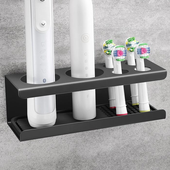 Тримач для зубної щітки OETAMS Тримач для електричної зубної щітки, тримач для зубної щітки з нержавіючої сталі Настінний самоклеючий тримач для зубної щітки Чорний тримач головки щітки без свердління