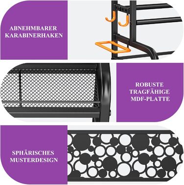 Стійка для гантелей, багатофункціональне сховище для гантелей, підставка для гантелей з колесами та гачками, може вмістити гантелі, килимки для йоги, ролики для фасцій, гирі та інші гантелі, чорна, для дому