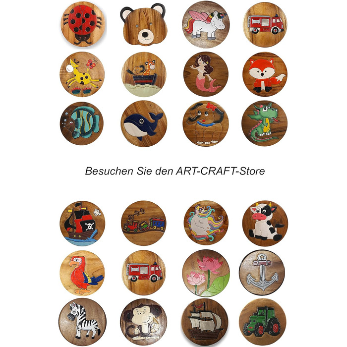 Універсальний дитячий табурет дерев'яний табурет круглий з масиву дерева тваринний мотив єдиноріг фантазія з багатьма можливостями