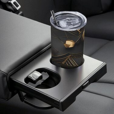 Кухоль з прямою трубочкою, 590 мл, чорно-золотий, картатий, з принтом, дорожній кухоль, підходить для кемпінгу, офісу та дому