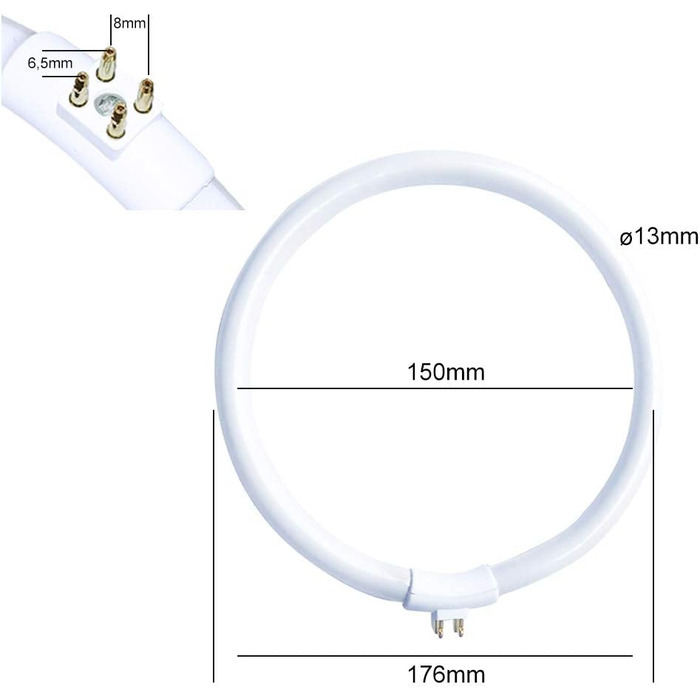 Люмінесцентна лампа кільцева трубка T4 22W/865 холодний білий 6500K денне світло G10q ззовні 4 контакти