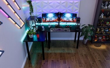 Кутовий стіл SyberDesk Gaming Pro LED 185 x 120 см зі світлодіодним підсвічуванням, великий комп&39ютерний стіл (лівий)