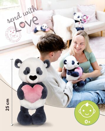 Плюшевий панда NICI Love з серцем 25 см - чорний - М'яка іграшка милий плюшевий ведмедик для обіймів та ігор чудовий подарунок для дітей та дорослих 62609 25 см