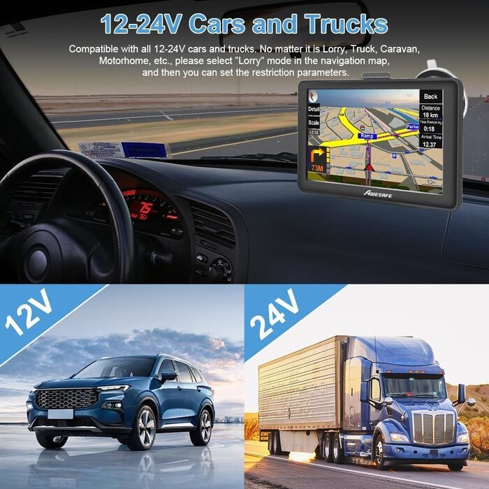 Навігатор для автомобілів 2025 року, GPS-навігаційна система для легкових та вантажних автомобілів, 5-дюймовий екран, переможець тестів з європейськими картами, навігаційна система для вантажівок, довічне безкоштовне оновлення, підтримка пошуку за поштови