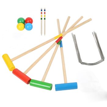 Набір для крокету для дорослих, 2-4 гравців, ігри на свіжому повітрі для дітей, набір для крокету, садова гра, дерев&39яна іграшка для садових вечірок, фестивалів, пляжу