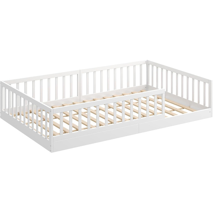 Підлогове ліжко CADANI Timi 2в1 120x200 см Дитяче ліжко Монтессорі зі знімним захистом від випадіння, включаючи ламельну раму, з м