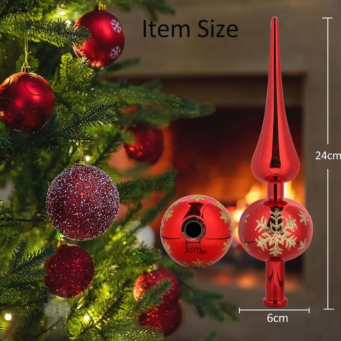 Новорічна верхівка для ялинки червона AIZQYC