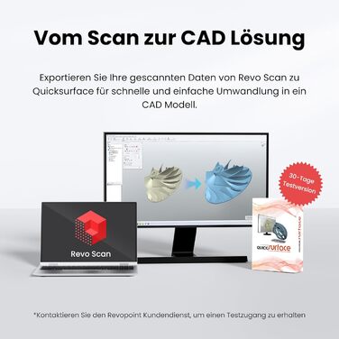 Сканер Revopoint POP 3 Plus для 3D-друку, ручний сканер із високою точністю 0,04 мм, повнокольорове сканування середніх обєктів, 3