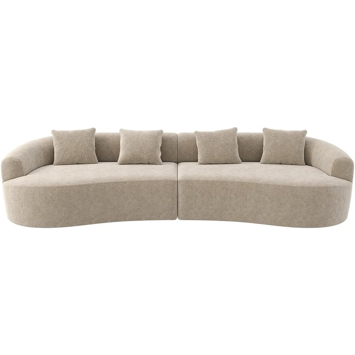 Диван Skølm Loki Cloud 4-місний диван з бежевої тканини букле ведді комплект диванів з 4 подушками повністю пінопластовий диван з пружинною серцевиною та вакуумним стисненням, ширина 330 см не потребує складання
