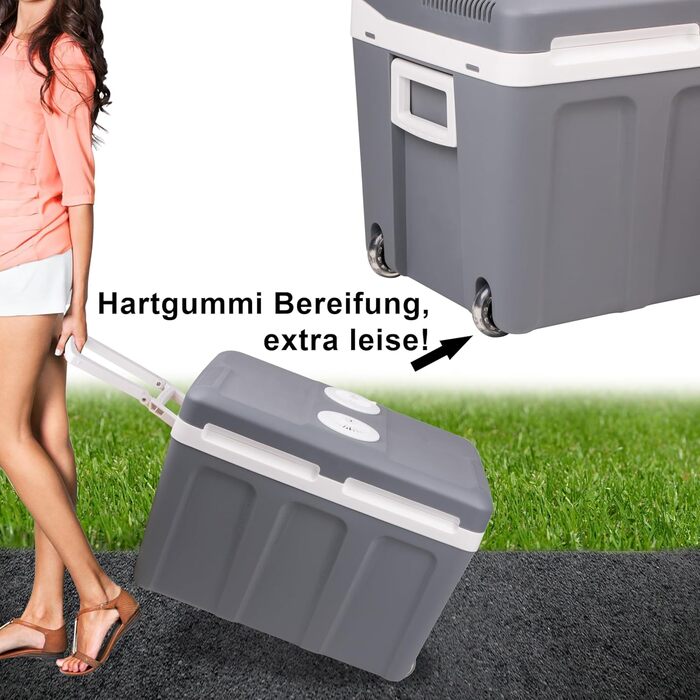 Електричний холодильник об&39ємом 45 літрів, 12 В, 230 В, охолодження та обігрів, термоелектричний холодильник на колесах, для автомобіля, вантажівки, міні-холодильника, термобоксу для автомобіля, човна, кемпінгу, тихий еко-режим