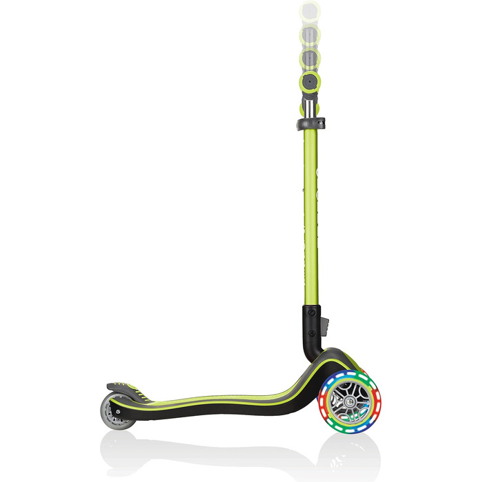Самокат для дітей, 120/80 мм, ABEC 5, 3-колісний, регульований по висоті, світлодіодні колеса, салатовий